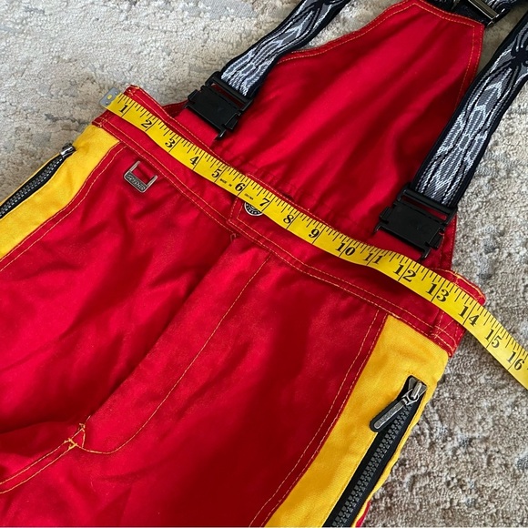 Spyder Vintage Ski Bibs Snow Pants Thinsulate Insulated Retro Red Yellow: 14 - Picture 7 of 14